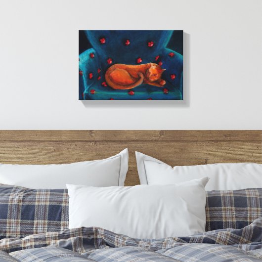 Kat in rust canvas afdruk (Insitu (Slaapkamer))