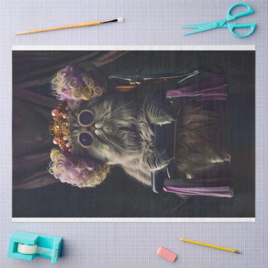 Kat in Salon met Persoonlijkheid Decoupage Tissuepapier (Craft)