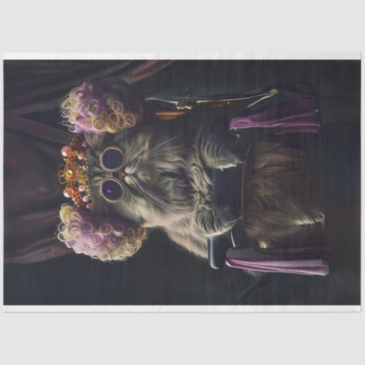 Kat in Salon met Persoonlijkheid Decoupage Tissuepapier (Voorkant)