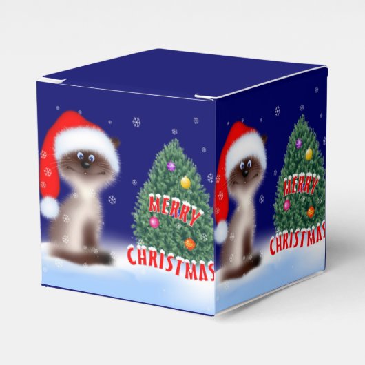 Kat in Santa Hat Bedankdoosjes (Voorkant Zijde)