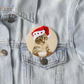 Kat in Santa Hat Button (In situ)