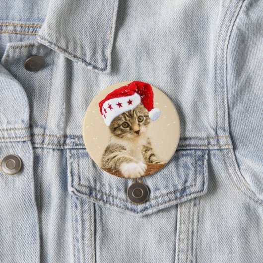 Kat in Santa Hat Button (In situ)