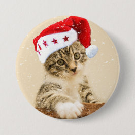 Kat in Santa Hat Button