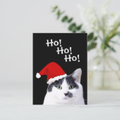 Kat in Santa Hat Holiday Feestdagenkaart (Staand voorkant)