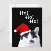 Kat in Santa Hat Holiday Feestdagenkaart (Voorkant / Achterkant)
