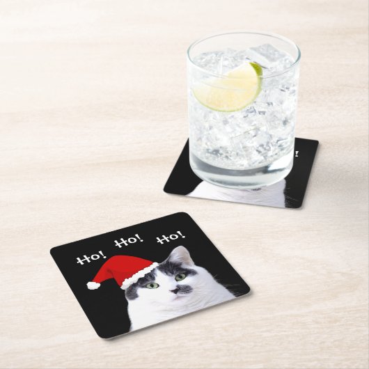 Kat in Santa Hat Kartonnen Onderzetters (Insitu)