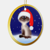 Kat in Santa Hat Keramisch Ornament (Links)