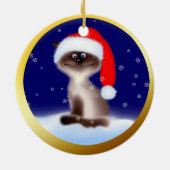 Kat in Santa Hat Keramisch Ornament (Achterkant)