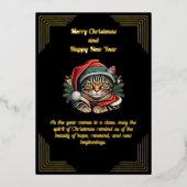  kat in Santa Hat Kerst Folie Kaart (Voorkant)