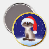 Kat in Santa Hat Magneet (Voorkant / Achterkant)