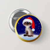 Kat in Santa Hat Ronde Button 5,7 Cm (Voorkant /achterkant)