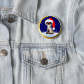 Kat in Santa Hat Ronde Button 5,7 Cm (In situ)