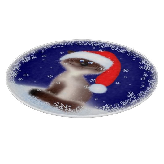 Kat in Santa Hat Snijplank (Hoek)