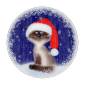 Kat in Santa Hat Snijplank (Voorkant)
