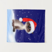 Kat in Santa Hat Wandkleed (Voorkant (horizontaal))