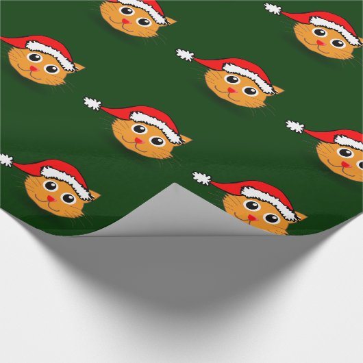 Kat in Santa Hat Wrapping Paper Cadeaupapier (Hoek)
