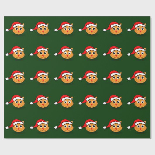 Kat in Santa Hat Wrapping Paper Cadeaupapier (Vlak)