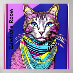 Kat in Scarf. Editable name/text Poster