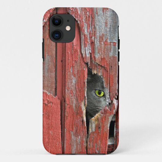 Kat in schuur houten gat Case-Mate iPhone case (Achterkant)