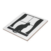 Kat in Silhouette Zitten bij het Venster Tegeltje (Zijkant)