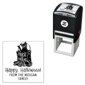 Kat in Sinterklaas Zak Gelukkige Halloween Wensen  Zelfinktende Stempel (In situ)