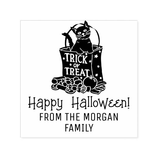 Kat in Sinterklaas Zak Gelukkige Halloween Wensen  Zelfinktende Stempel (Design)