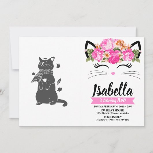 Kat in sjaal bereidt zich voor op de winter-Kies a Kaart (Voorkant)