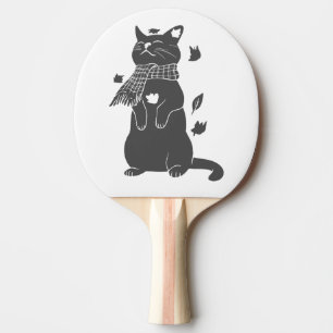 Kat in sjaal bereidt zich voor op de winter-Kies a Tafeltennisbatje