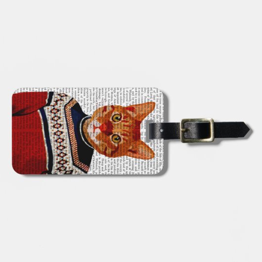 Kat in Ski Sweater 2 Bagagelabel (Voorkant horizontaal)