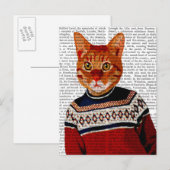 Kat in Ski Sweater 2 Briefkaart (Voorkant / Achterkant)