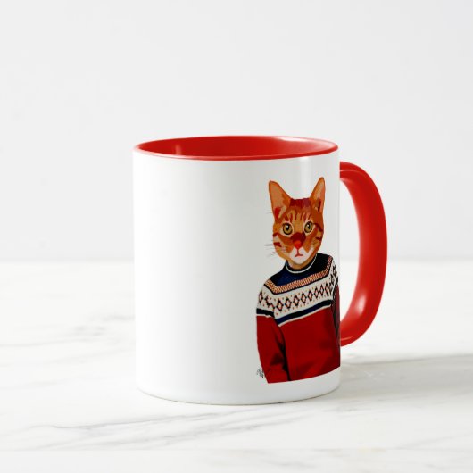 Kat in Ski Sweater 2 Mok (Voorkant rechts)
