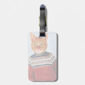 Kat in Ski Sweater Bagagelabel (Achterkant verticaal)