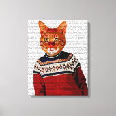 Kat in Ski Sweater Canvas Afdruk (Voorkant)