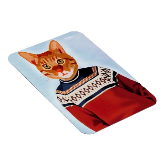 Kat in Ski Sweater Magneet (Rechterzijde)