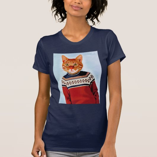 Kat in Ski Sweater T-shirt (Voorkant)