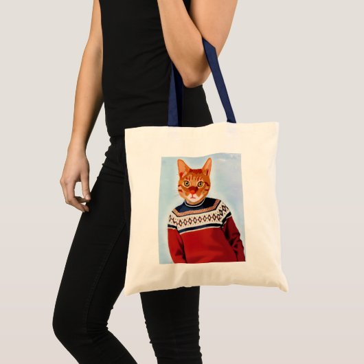 Kat in Ski Sweater Tote Bag (Voorkant (product))