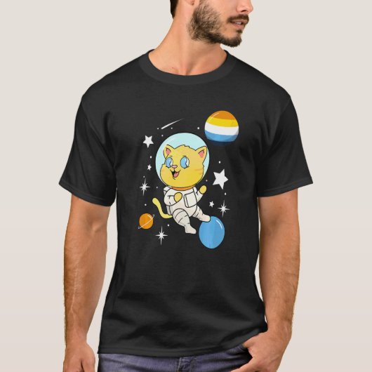 Kat in Space Aroace Pride 1 T-shirt (Voorkant)