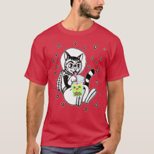 Kat in Space Boba Tea Bubble Anime Kawaii 708 T-shirt