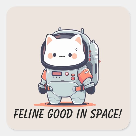 Kat in Spacesuit - Lucht in ruimte Vierkante Sticker (Voorkant)
