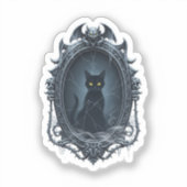 Kat in spookachtige spiegel - Gotische griezelige Sticker (Voorkant)