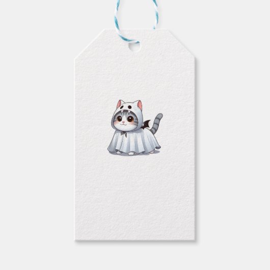 Kat in spookkostuum voor Halloween Cadeaulabel (Voorkant)