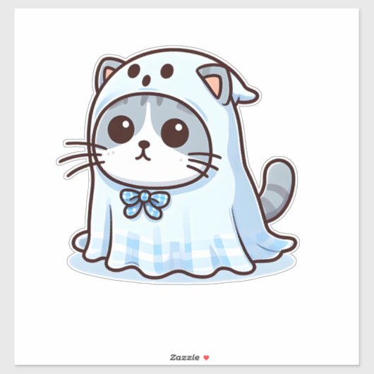 Kat in spookkostuum voor Halloween Sticker (Vel)