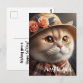 Kat in stro Pet Cat Lovers Briefkaart (Voorkant / Achterkant)