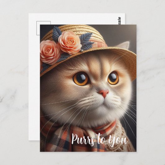 Kat in stro Pet Cat Lovers Briefkaart (Voorkant / Achterkant)