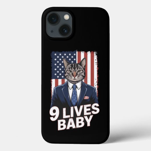 Kat in suite met Trump-haar Amerikaanse vlag 9 lev Case-Mate iPhone Case (Achterkant)
