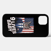 Kat in suite met Trump-haar Amerikaanse vlag 9 lev Case-Mate iPhone Case (Achterkant (horizontaal))