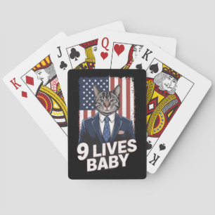 Kat in suite met Trump haar Amerikaanse vlag 9 lev Pokerkaarten