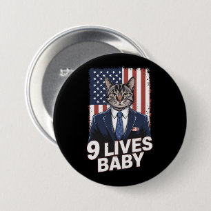 Kat in suite met Trump haar Amerikaanse vlag 9 lev Ronde Button 7,6 Cm
