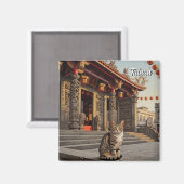 Kat in Taiwan Tainan Temple Travel Magneet (Voorkant / Achterkant)