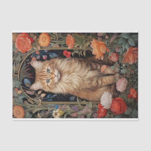 Kat in Tapestry 1 Decoupage papier (Voorkant)